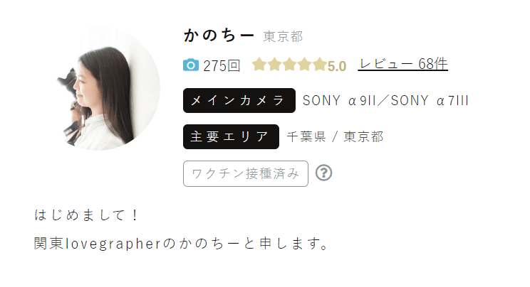 ラブグラフの人気カメラマンNo,3かのちーさん